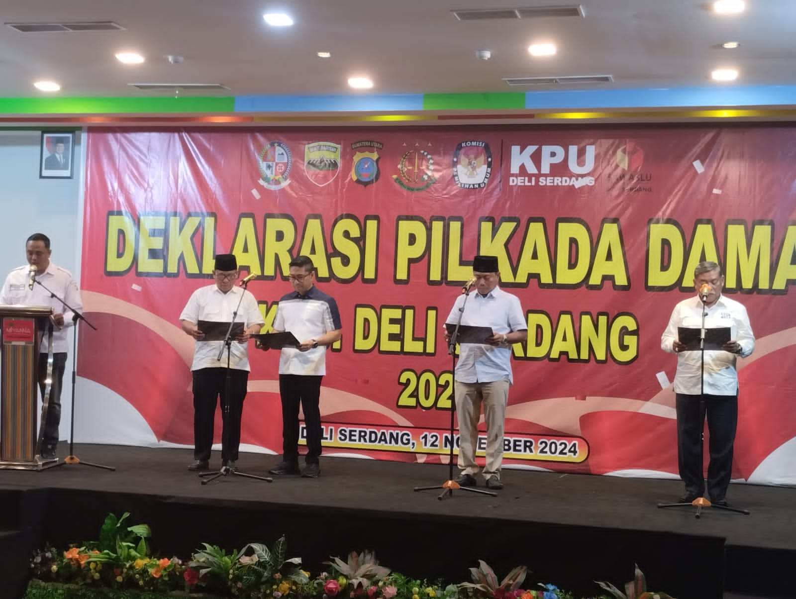 Deklarasi pemilu Damai 3 Calon Bupati Deli Serdang Sepakat Menjaga Jalannya Pilkada Serentak Secara Aman Dan Damai