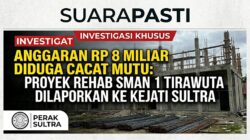 Anggaran kurang lebih Rp 8 Miliar Diduga Cacat Mutu, Proyek RKB SMAN 1 Tirawuta Bakal Dilaporkan ke Kejati Sultra