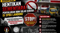 KOALISI PEMUDA AKTIVIS SULAWESI TENGGARA DAN PERAK SULTRA DESAK PENGHENTIAN SEMENTARA PENYALURAN BBM SOLAR SUBSIDI DI SPBU LANDONO