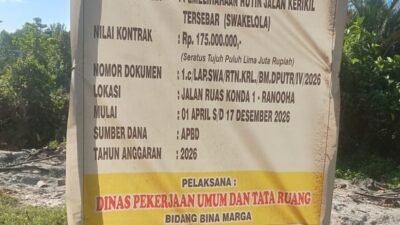 Soroti Proyek Jalan Konda 1 – Ranooha Senilai Rp 175 Juta, Konsorsium Aktivis Indonesia Duga Pengerjaan Asal-Asalan dan Minim Kerikil